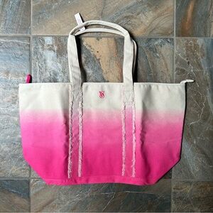 Victoria’s Secret Pink Ombre Beach Tote Bag NWT Summer Beach Bag Zip Top